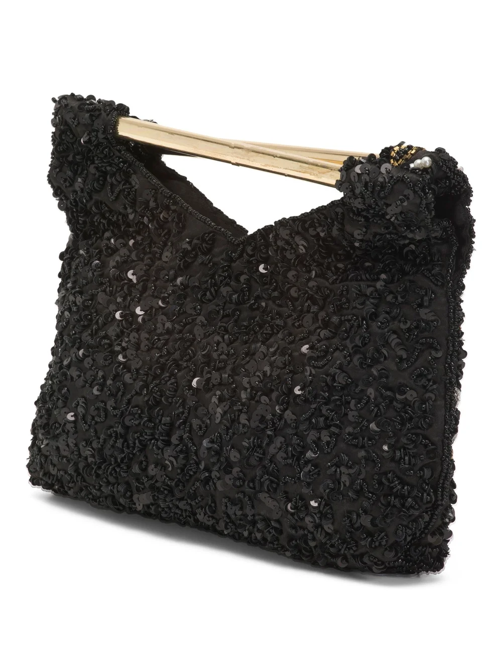 Black Beaded Clutch Handbag